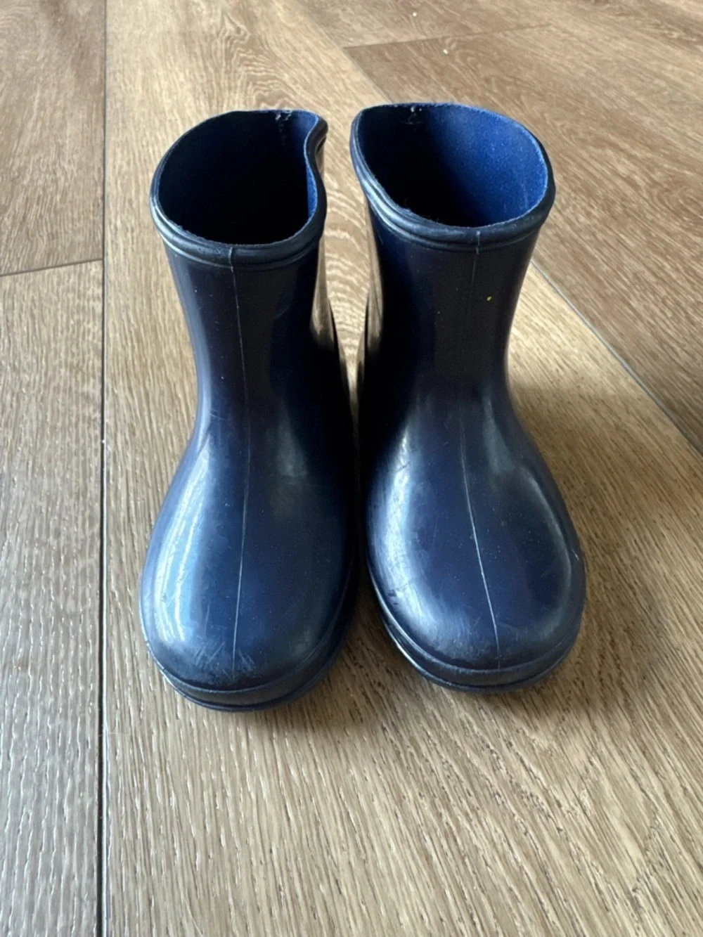 Kids Navy Rain Boots with Happy Bear Graphic